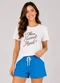 Infinita Cor - Pijama Feminino Blusa e Short Rosa - variação: Azul