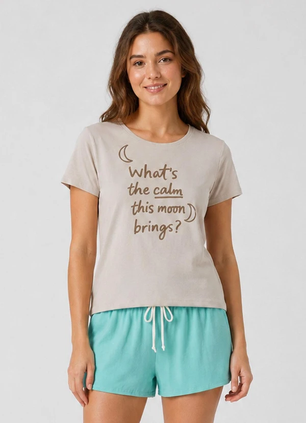 Infinita Cor - Pijama Feminino Blusa e Short Azul