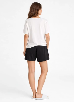 Infinita Cor - Pijama Feminino Blusa e Short Bege - INFINITA COR