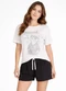 Infinita Cor - Pijama Feminino Blusa e Short Bege - variação: Branco