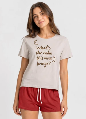 Infinita Cor - Pijama Feminino Blusa e Short Marrom - INFINITA COR