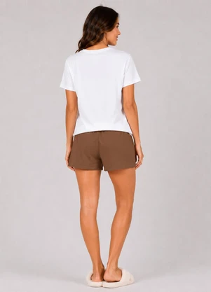Infinita Cor - Pijama Feminino Blusa e Short Marrom - INFINITA COR