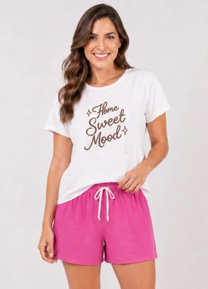 Infinita Cor - Pijama Feminino Blusa e Short Rosa - INFINITA COR