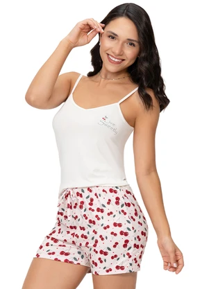 Zee Rucci - Pijama Feminino Blusa e Shorts Alça Fina Viscose - ZEE RUCCI