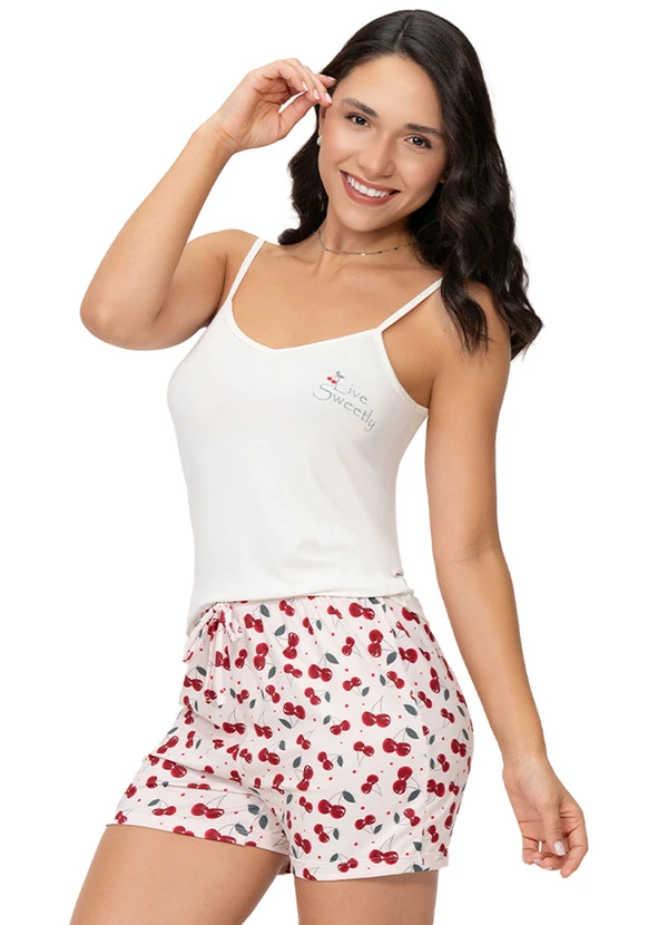Zee Rucci - Pijama Feminino Blusa e Shorts Alça Fina Viscose
