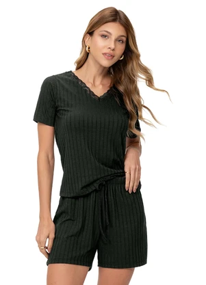 Zee Rucci - Pijama Feminino Camiseta Manga Curta Preto - ZEE RUCCI