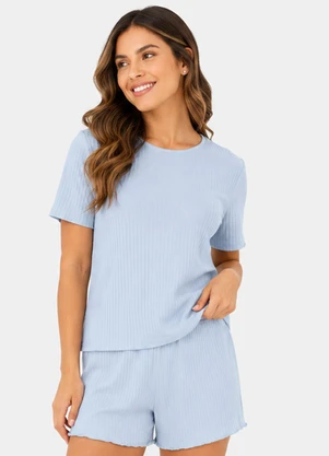 Select - Pijama Feminino Canelado Azul - SELECT