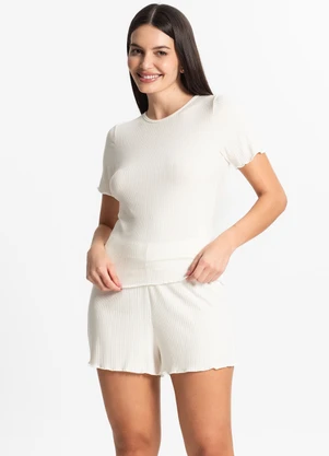 Select - Pijama Feminino Canelado Bege - SELECT