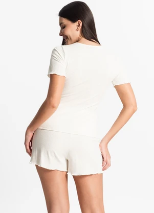 Select - Pijama Feminino Canelado Bege - SELECT