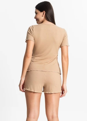 Select - Pijama Feminino Canelado Marrom - SELECT