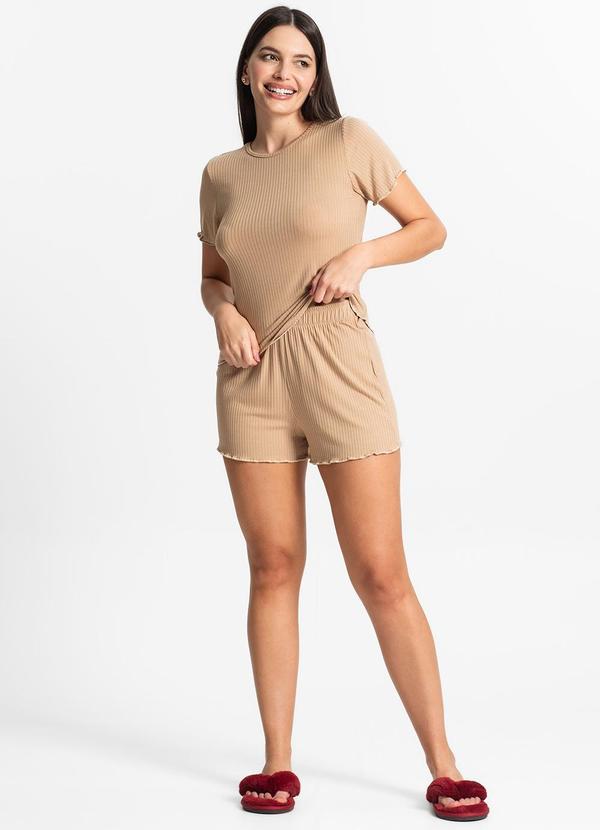 Select - Pijama Feminino Canelado Marrom 3