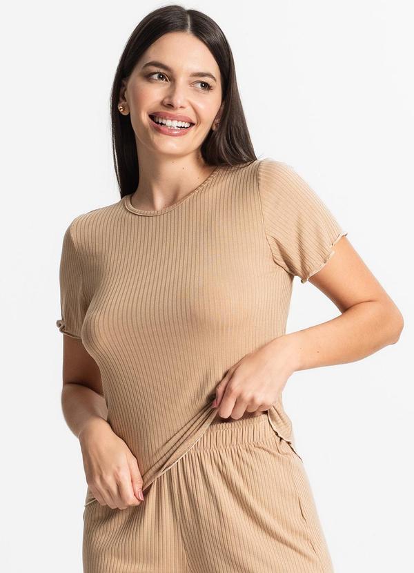 Select - Pijama Feminino Canelado Marrom 4