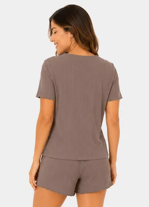 Select - Pijama Feminino Canelado Marrom - SELECT