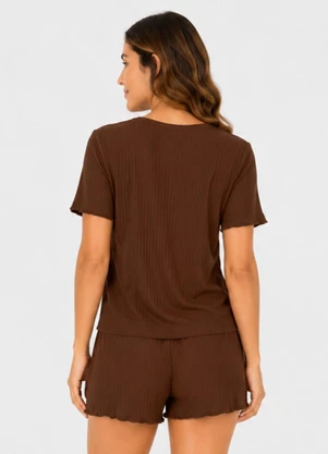 Select - Pijama Feminino Canelado Marrom - SELECT