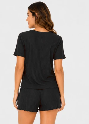 Select - Pijama Feminino Canelado Preto - SELECT