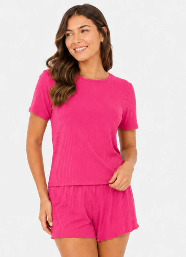 Select - Pijama Feminino Canelado Rosa