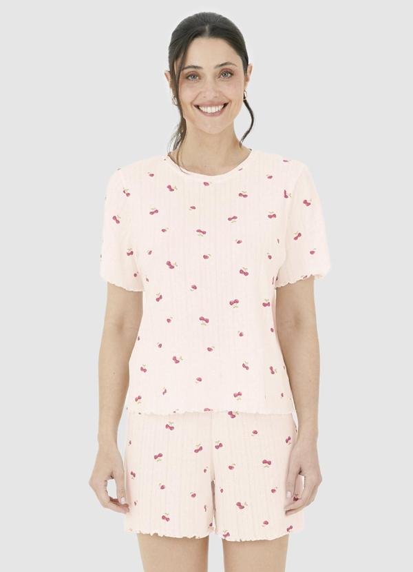 Malwee - Pijama Feminino Cerejas Bege