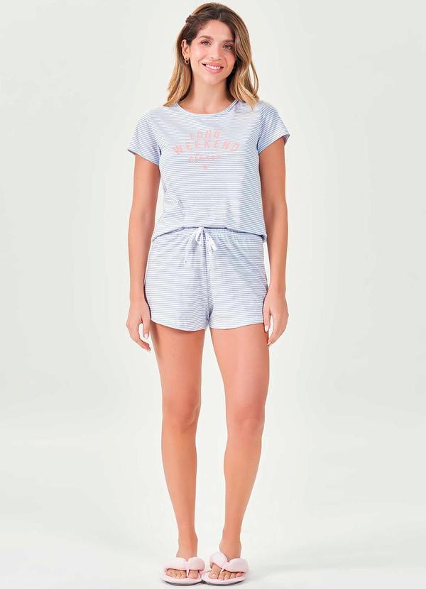 Espaço Pijama - Pijama Feminino Curto Azul 3