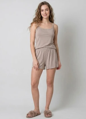 Select - Pijama Feminino de Alças Bege - SELECT