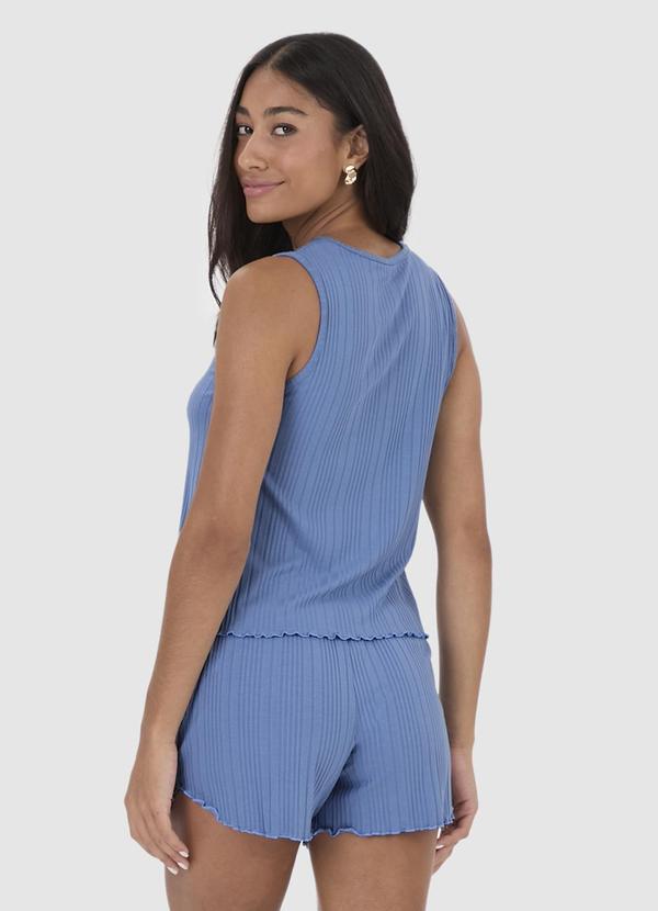 Malwee - Pijama Feminino em Malha Canelada Azul 2