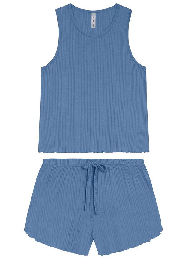 Malwee - Pijama Feminino em Malha Canelada Azul 3