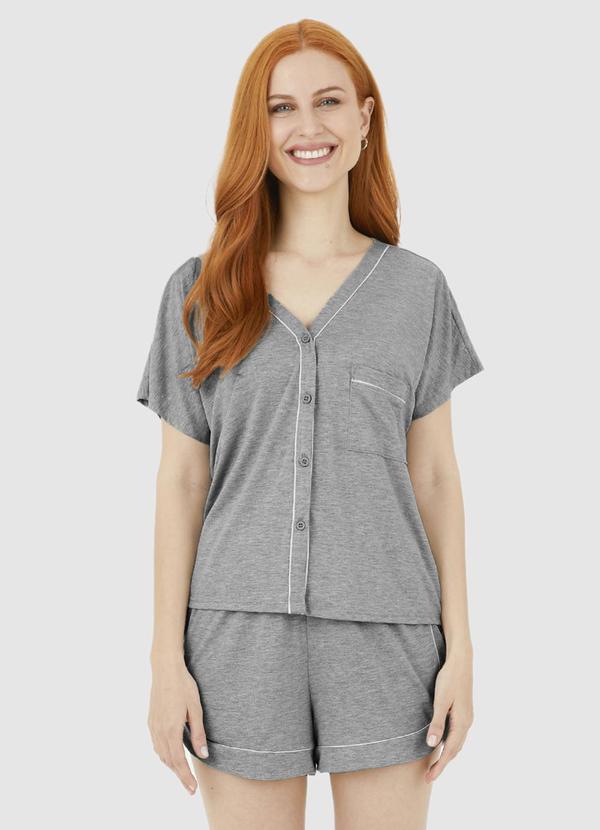 Malwee - Pijama Feminino em Malha Essence Cinza