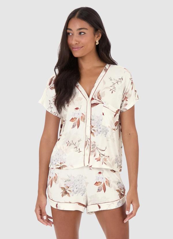 Malwee - Pijama Feminino Floral em Malha Essence Bege 2