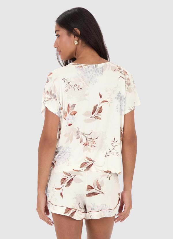 Malwee - Pijama Feminino Floral em Malha Essence Bege 3