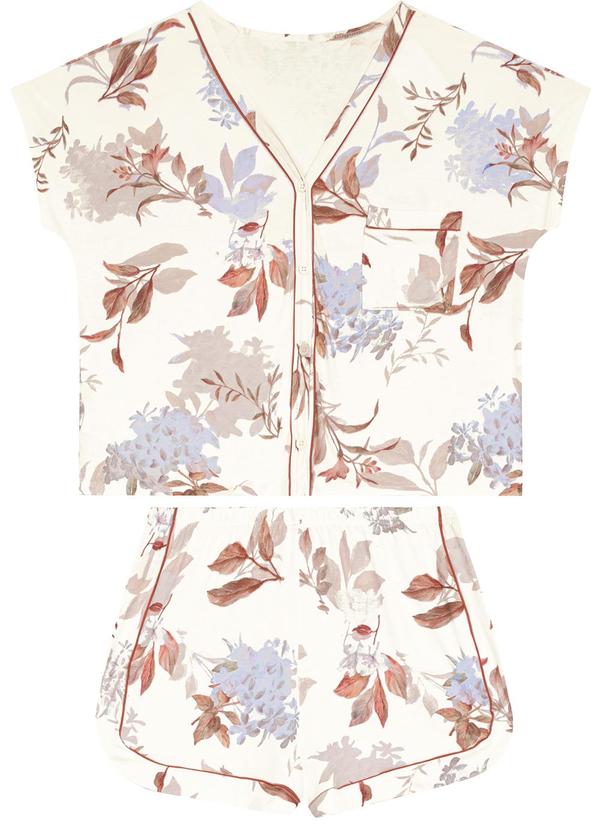 Malwee - Pijama Feminino Floral em Malha Essence Bege 4