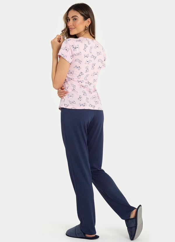 Rovitex - Pijama Feminino Meia Malha Azul 3