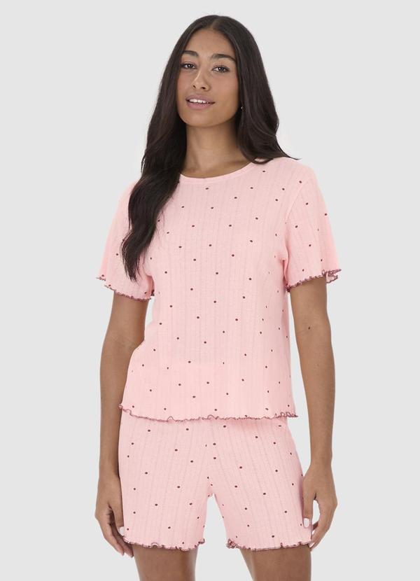 Malwee - Pijama Feminino Poá Rosa