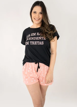 Piante Pijamas - Pijama Feminino Poliviscose Adeli Preto - PIANTE PIJAMAS