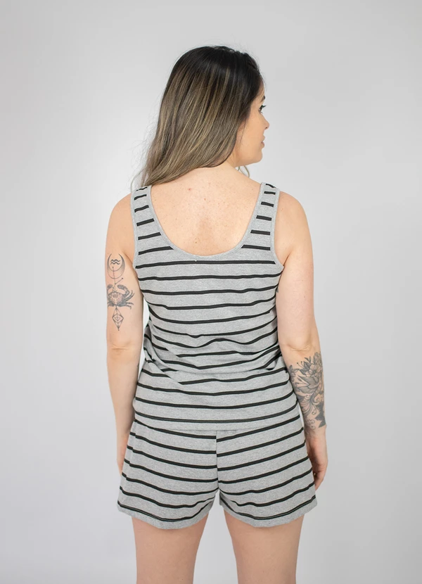 Piante Pijamas - Pijama Feminino Regata Listrado Preto 2