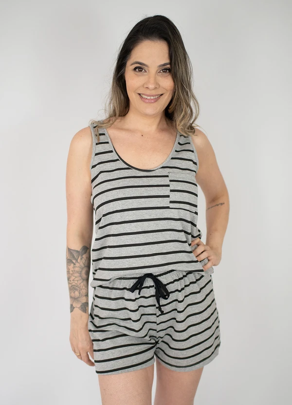 Piante Pijamas - Pijama Feminino Regata Listrado Preto 3