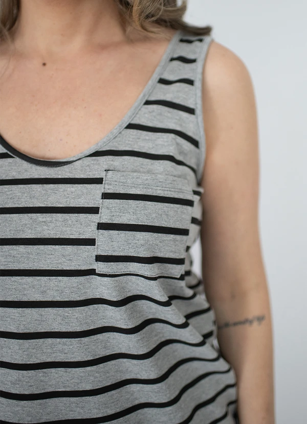 Piante Pijamas - Pijama Feminino Regata Listrado Preto 5