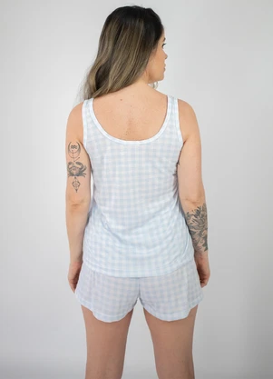Piante Pijamas - Pijama Feminino Regata Poliviscose Xadrez Azul - PIANTE PIJAMAS