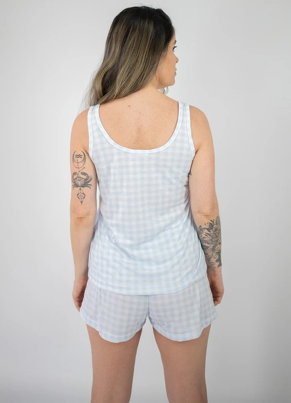 Piante Pijamas - Pijama Feminino Regata Poliviscose Xadrez Azul 2