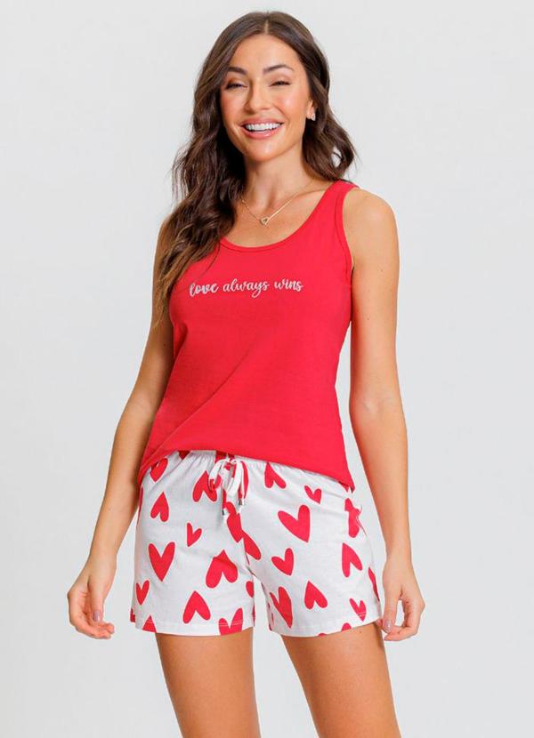 Rovitex - Pijama Feminino Regata Vermelho
