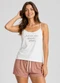 Infinita Cor - Pijama Feminino Short e Blusa de Alça Laranja - variação: Marrom