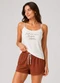 Infinita Cor - Pijama Feminino Short e Blusa de Alça Laranja - variação: Marrom