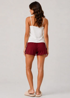 Infinita Cor - Pijama Feminino Short e Blusa de Alça Vermelho - INFINITA COR