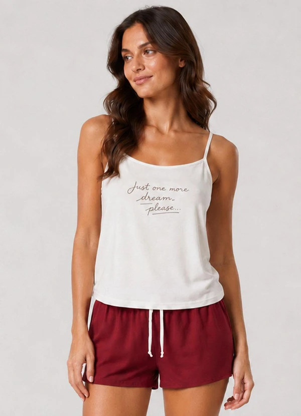 Infinita Cor - Pijama Feminino Short e Blusa de Alça Vermelho