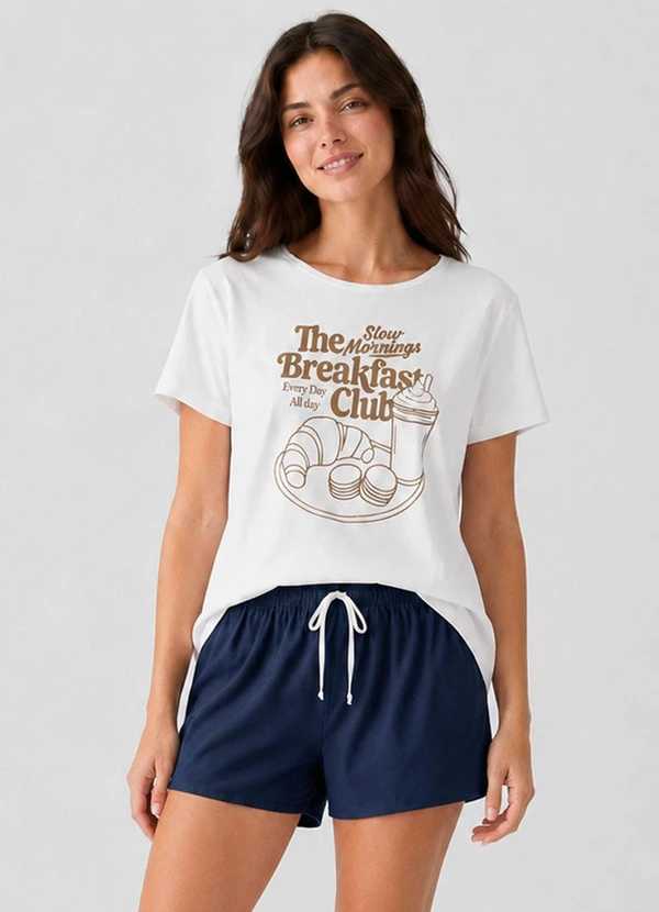 Infinita Cor - Pijama Feminino Shorts e Blusa Azul
