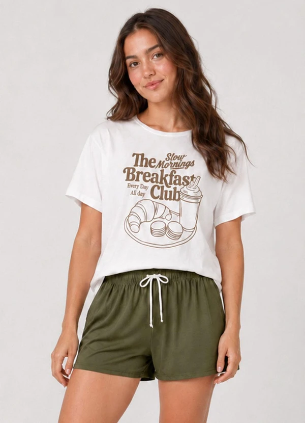 Infinita Cor - Pijama Feminino Shorts e Blusa Verde