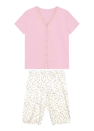 Malwee - Pijama Floral em Malha Rosa Claro - MALWEE