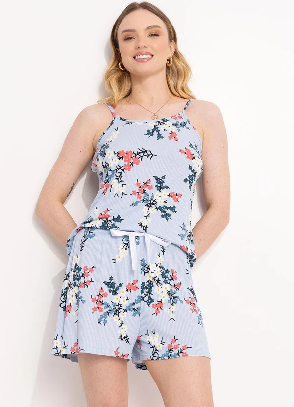Alma Dolce - Pijama Floral Ramos em Canelado