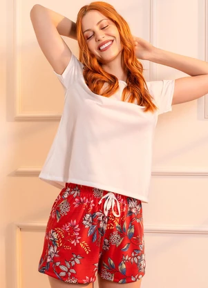 Alma Dolce - Pijama Floral Vibrante em Malha - ALMA DOLCE
