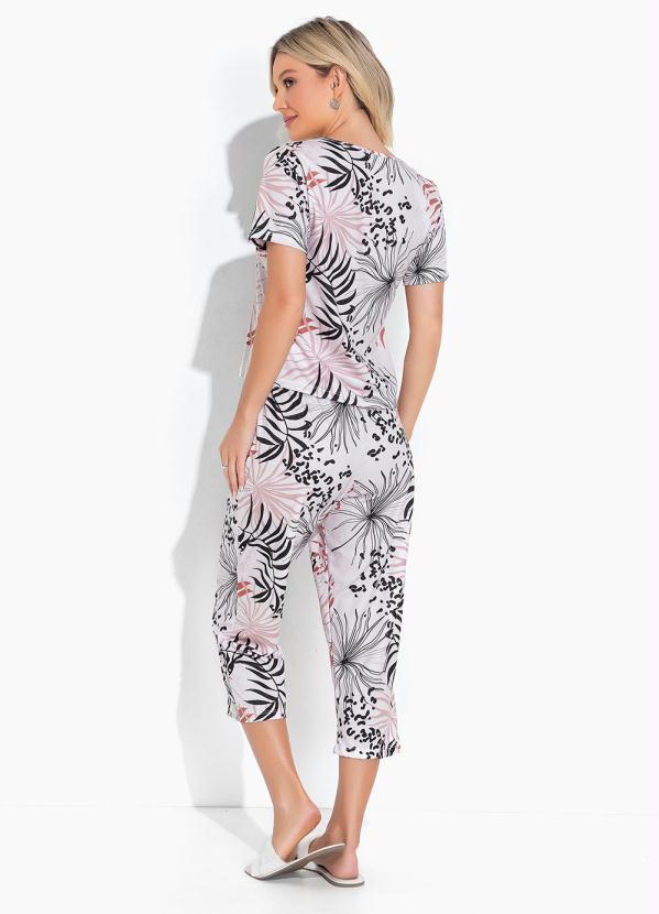 Alma Dolce - Pijama Folhagem Bege com Recorte Vazado 2