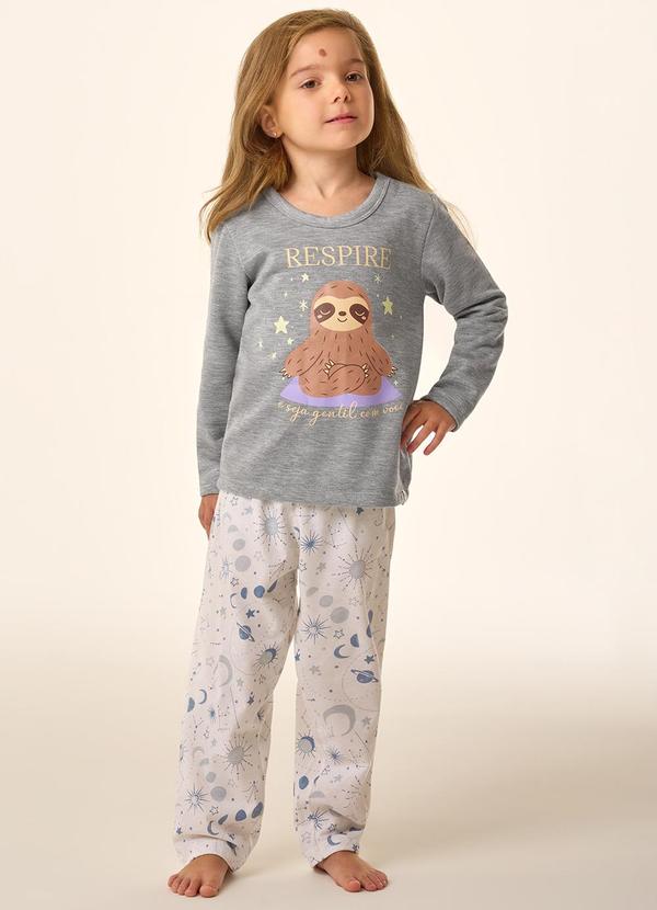 Merengue - Pijama Infantil Manga Longa Cinza