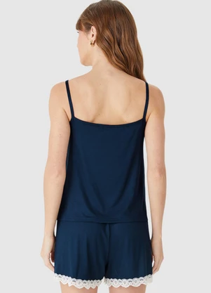 Malwee - Pijama Justo com Renda Azul Marinho - MALWEE